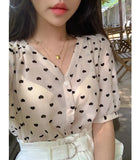 micro tops high waist loose pants white shorts Shirt Spring femme Casual Tops Women short sleeve chiffon Girls