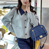 Polo Coloured Sweater Cardigan Coat Girl 2024 New Fashion Sweater Sweater Girl-Outfit