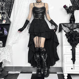 Spring 2024 New Hot Girls Dragging Skirt Dark Wind Retro Irregular Half Skirt-Outfit