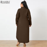 ZANZEA Fashion Women Shirt Dress 2022 Spring Autumn Leopard Printed Patchwork Maxi Dresses Long Sleeve Loose Oversize Robe