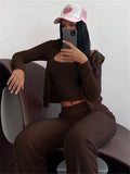 Fall Casual 3 Three Piece Set Tracksuit Women Outfit 2022 Long Sleeve Zip Up Hooded Crop Top Skinny Pants Matching