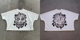 Retro Men's Cartoon Hip-Hop Short-Sleeved Cotton T-Shirt American Kawayi Long Clothes Y2k Short Sleeves-Outfit