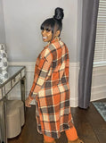 Casual Plaid Button Up Turndown Collar Full Sleeve Long Blouse