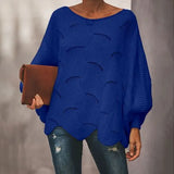 Loose Knitted Sweater Casual Oversized Soft Lantern Sleeve Hollow Out Pullover Fashion O-Neck Solid Female Sweaters