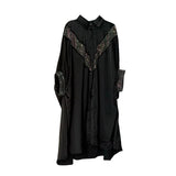 Single Breasted Black Dress For Women Lapel Collar Batwing Short Sleeve Patchwork Diamonds Mid Dresses Female 2023