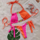 Toloer 2024 New Crystal Diamond Bikini Sexy Quilting Tied With Women's Split