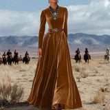 Elegant Autumn And Winter Long Sleeve Western Velvet