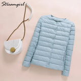 Thin Down Jacket Women Large Size Pink Womens Lightweight Down Jackets Ultra Light White Coat Warm Short Jackets
