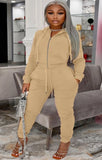 Plus Size Zipper Hoodies and Pants 2 Piece