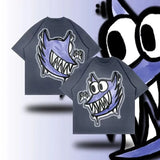 T-Shirt Men's Hip Hop Animation Exaggerated Printed T-Shirt Super Big Goth Harajuku Street Clothing Casual Top-Outfit