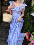 Dot Sweet Dress Women Designer Ruched Cute Midi Dress Female Chiffon Korean Fashion Ruffle Draped Chic Holiday Dress