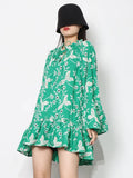 Casual Cut Out Dress For Women Bowknot Collar Long Sleeve Loose Mini Dresses Female Fashion Clothing Spring