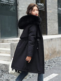 Winter New Women's Parkas Plush Cotton Jacket Thick Coat with Hood Oversized Midi Long Wool Collar Warm Padded Hot