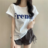 Toloer New Net Red Ins Super Fire Show Thin Shoulder Sweet Cool Short-Sleeved T-Shirt Loose Female Summer Student Coat