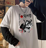Sleeve Harajuku T-Shirt Women'S Stitching Long Sleeve T-Shirt Stripe Printing O-Neck Chic Tops 2022 Summer