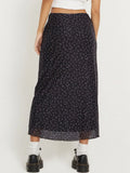 Vintage Y2k Floral Long Skirt Women Retro Print Mesh Patchwork Slim High Waist Elegant A-line Midi Skirt 90s