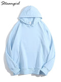 Women Hooded Sweatshirts Pullover Oversized Thick Solid Loose Cotton Sweatshirt Vintage Winter Hoodies Women Overzise