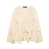 Women's Clothing 2025 Spring New Multi-Color Simple Cascade Decoration Chiffon