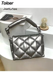 Designer Puff Shoulder Bag Women 2023 Autumn Winter Quilted Feather Flip Bags Fashion Down Padded Leather