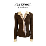 2025 New Light Luxury High-End White Printed Shirt Super Good-Looking Beautiful French Long-Sleeved