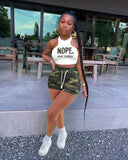 Print Pocket Tank Top And Shorts Two
