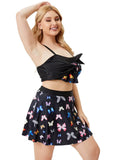 High-Waisted Strap Butterfly Plus Size Two Piece