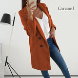 Turn-Down Collar Coats Autumn Winter Fashion Long Sleeve Pocket Vintage Jackets Slim Button Solid Casual Outwear