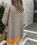 Casual Line With Print V Neck Long Sleeve Cardigan