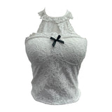 Shot With Chest Pad Hanging Neck Lace Sexy Sling Vest Short Babes Bottom Sleeveless Top