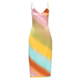 Fashion Sexy Print Strap Long Dress For Women 2021 New Casual Club Streetwear Dresses Party Vacation Beach