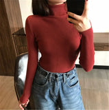 Turtleneck Sweater Autumn and Winter New Pullover Slim Bottoming Sweater Knitted Casual Long Sleeve Pull Femme