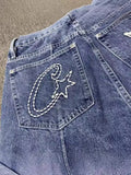 Summer New Direct Selling Trend Brand Devil Island Hip-Hop Water Washed Jeans Shorts Loose Leisure-Outfit