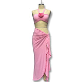 Summer New Sexy Wrapped Chest Open Fork Irregular Skirt Two-Piece Suit
