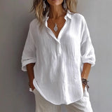 And Summer 2025 New Solid Color Casual Loose Button V-Neck Shirt Shirt