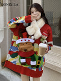 Autumer Winter Christmas Knit Crew Neck Long Sleeve Top Pullover Pulls Korean Casual Loose Women Sweater Thick Warm