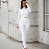 Basic tracksuit fitness 2piece setfemale fashion autumn crop top leggings Matching set female casual simple activity