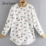 White Tiger Animal Print Satin Shirts Casual Office Ladies Blouse Za Chemise Women 2021 Chemisier Femme Spring