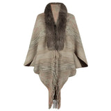 Autumn Winter Stoles Women Knitted Poncho Cape Vintage Striped Oversized Cardigan Tassel Long Shawl Scarf Sweater