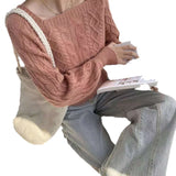 Collar Sweater Female Retro Thicked Autumn And Winter New Korean Version Loose Outside Wear Waist Thin Knitted