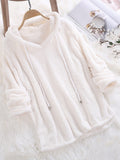 Autumn And Winter Explosion Of Solid Color Long-Sleeved Hat Hair Double-Sided Plush Pyjamas