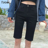 2023 Women's Denim Shorts Summer Bodycon Biker High Waisted Short Pants Woman Streetwear Knee Length Jean Shorts