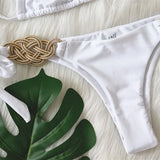 Toloer New Bikini Solid Color Split Swimsuit Sexy Hand-Woven Women's