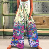 Playsuit Square Neck Soft Women Floral Print Wide Leg