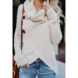 Women Autumn Winter Turtleneck Knitted Sweater Casual Long Sleeve Pullover Vintage Button Jumper Tops