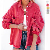 New Long-Sleeved Hair Edge Hole Denim Jacket Wind Girl