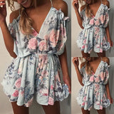 Rompers print lace Jumpsuit Summer Short pleated Overalls Jumpsuit Female chest wrapped strapless