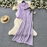 Temperament Two Sets Of Women's Languid Languid Wind Outside The Thin Loose Long-Sleeved Sunscreen Jacket + Sling