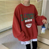 Women Fleece Letter Printed Pullover Sweatshirts Long Sleeve Casual Sports Lady Oversized Hoodie For 2021 Autumn Korean