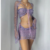 Lace Up Crochet Knit Two Piece Set-Outfit