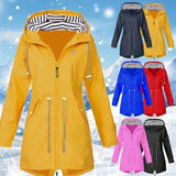 Winter Windbreaker Jacket Coat Lightweight Oversized Hooded Zipper Outdoor Coat Hiking Clothes Female Waterproof